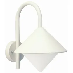 Albert Außenwandleuchte Typ Nr. 0645 mit Bogenarm, IP44, E27 QA55 max. 57W, Alu-Guss / Opalglas, Weiß ALB-680645