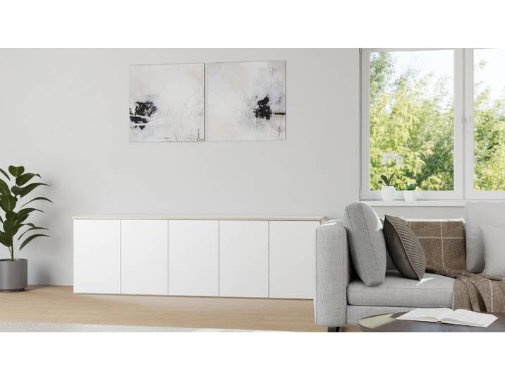 Schlichtes, langes Sideboard nach Maß Multiplex Multiplex Weiß