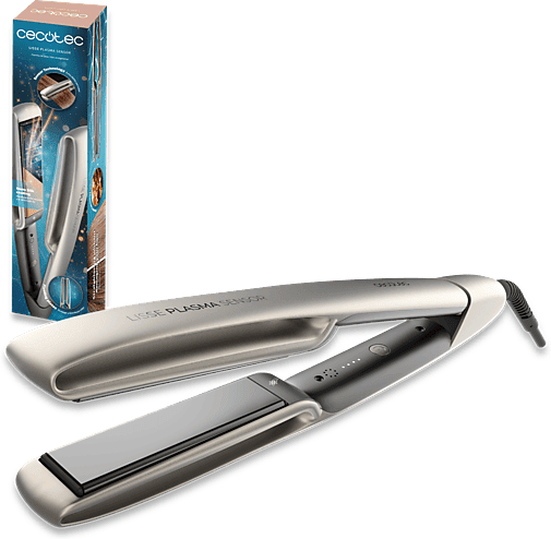 Plancha de pelo - Cecotec Lisse Plasma Sensor, Tecnología sensor, plasma, Placas flotantes, 160-220ºC, Revestimiento NanoSilk, Champagne