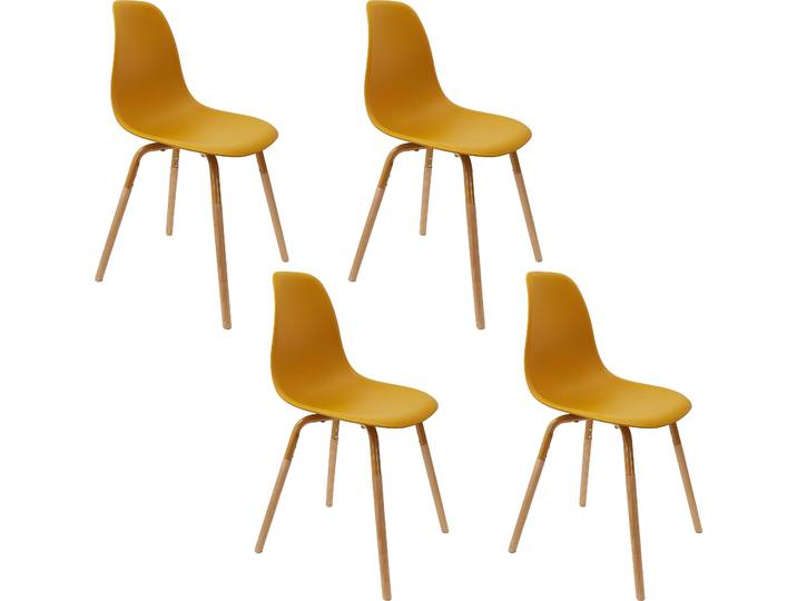 Lot de 4 Chaises - HOME DECO FACTORY - Phenix - Design Scandinave - Jaunes