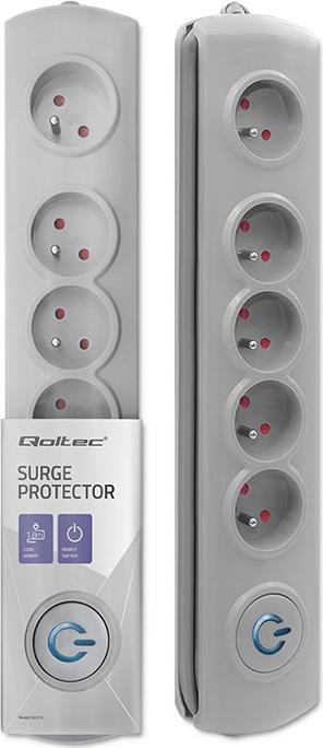 Qoltec 50270 stekkerdoos met 5 wisselstroomuitgangen, 230 V, 10 A, 2200 W