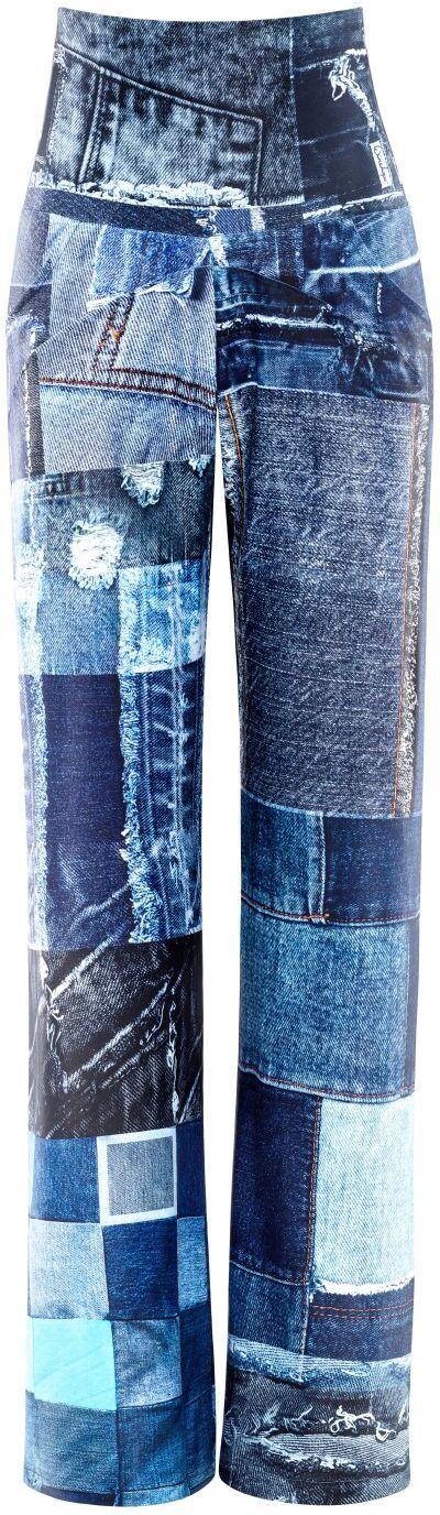 Culotte WINSHAPE "Functional Comfort Culottes CUL101C", Damen, Gr. L, Normalgrößen, blau (patchwork blau), 85% Polyester, 15% Elasthan, Hosen Culotte, mit Patchwork-Print