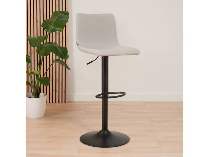Livin24 Tabouret de bar scandinave Eva pivotant en tissu recyclé gris 60-76 cm