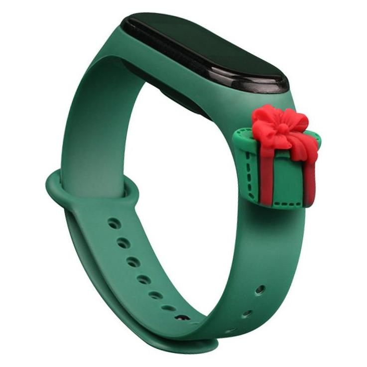 Hurtel Strap Xmas Wristband für Xiaomi Mi Band 4 / Mi Band 3 Christmas Silicone Strap Armband Dunkelgrün (G (Kunststoff, Silikon) (1404978613)