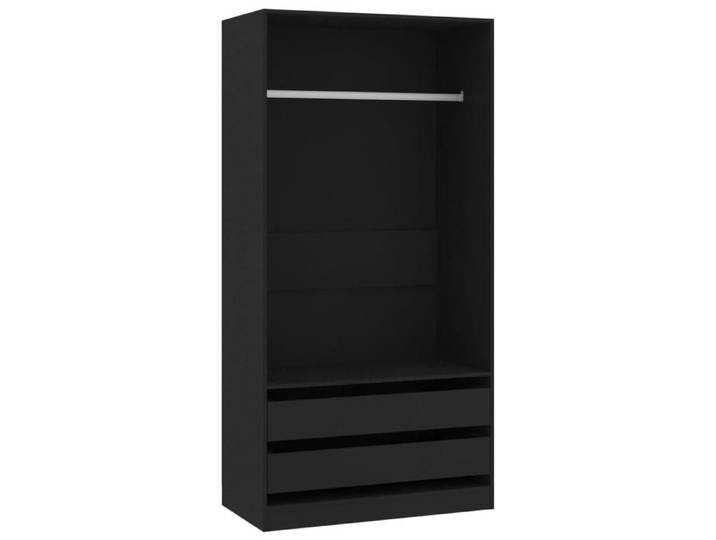 Noir Garde-robe CLARENCE Armoire penderie Pour chambre Noir 100x50x200 cm Bois d'ingénierie LV1544