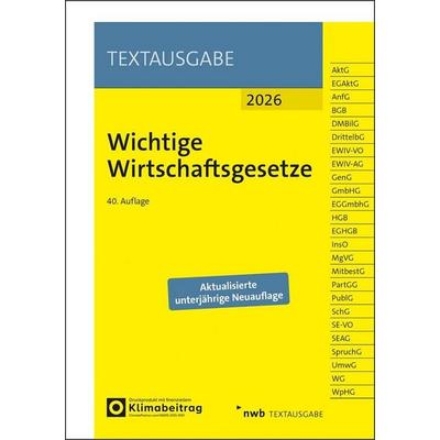 Wichtige Wirtschaftsgesetze, Set von , Nwb Verlag, 978-3-482-67250-7