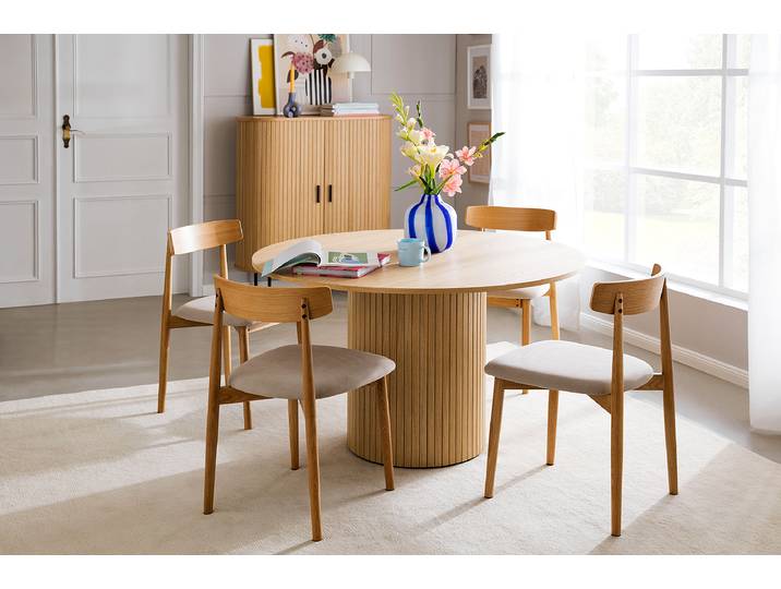 Table Ø 120cm Beige/Marron/Chêne