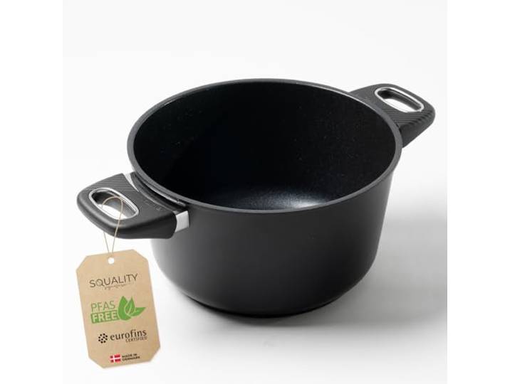 Squality Premium Kochtopf Induktion 24 cm & 4l PFAS frei – Kochtopf klein Milchtopf Non Stick Topf Induktion Antihaft aus Dänemark Ofenfest bis 180 °C