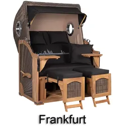 Mr. Deko Strandkorb Komplettset - bene living - Ammersee Teak - PE grau - Skyline Frankfurt - Liftersystem