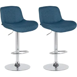 CLP 2er Set Barhocker Solon Chrom Stoff   Farbe: blau, Material: Stoff