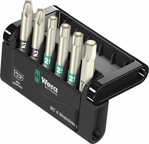 Wera Bit-Check 6 Stainless 1 05073634001 Bit-Set 6teilig Innen-Sechskant, Kreuzschlitz Pozidriv, Innen T-Profil