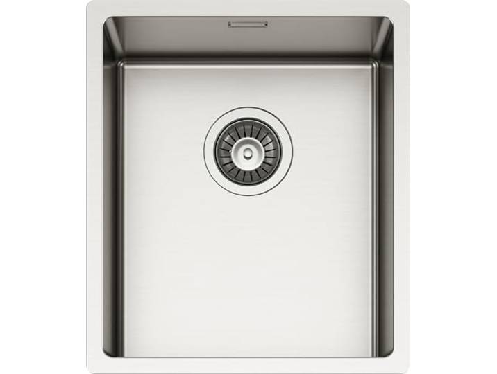 SCHOCK Küchenspüle NEW TECHNICK N100S Edelstahl, 380 x 440 cm, Innenbecken 340 x 400 cm, 1 Becken aus gebürstetem Edelstahl, kombinierbar mit Mischbatterien, Herdplatten, Öfen, Dreifachinstallation