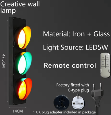 Inspire Curations Retro Industrial Traffic Light LED Wall Lamp uk Plug Adapte 110v 230v