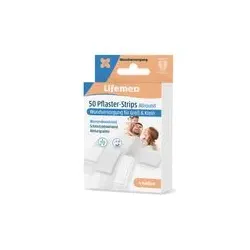 Lifemed Pflaster-Strips halbtransparent Allround | 50 Stück | Pflaster in 4 Größen