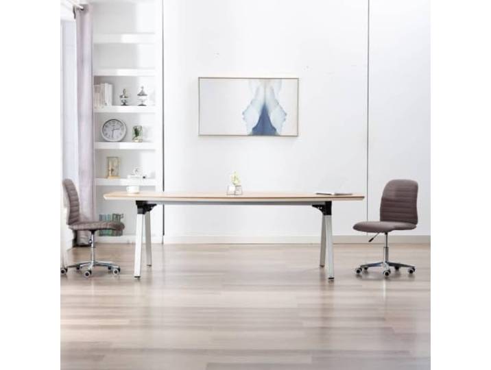 2 Esszimmerstühle aus Stoff, Taupe, mit 360-Grad-Drehgelenk Stoff Taupe, Pappelholz, stabile Eisenbasis, Rollen, für den Innenbereich, einfache Reinigung