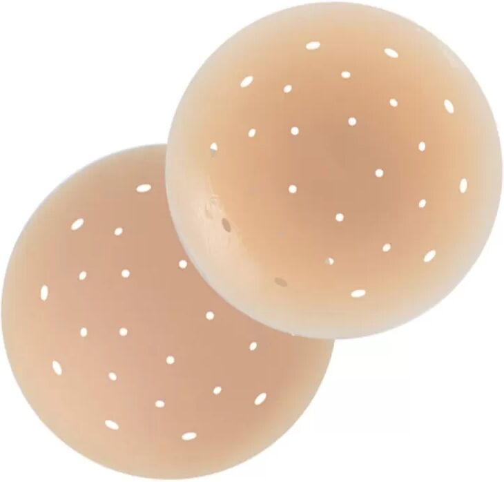 INF Unsichtbare perforierte Brustwarzenabdeckungen 8cm - Ultra-dünne wiederverwendbare Silikon-Brustpads, Anti-Kontur Schutz (1 Dunkelbeige