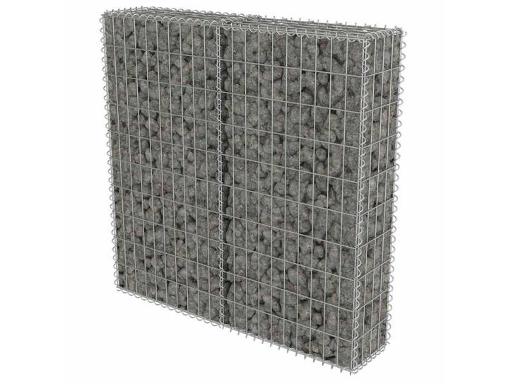 vidaXL Gabionenwand Mit Abdeckung Verzinkter Stahl 100/20/100 Cm, Silberfarben, Metall, 20x100 cm, Gartenzubehör