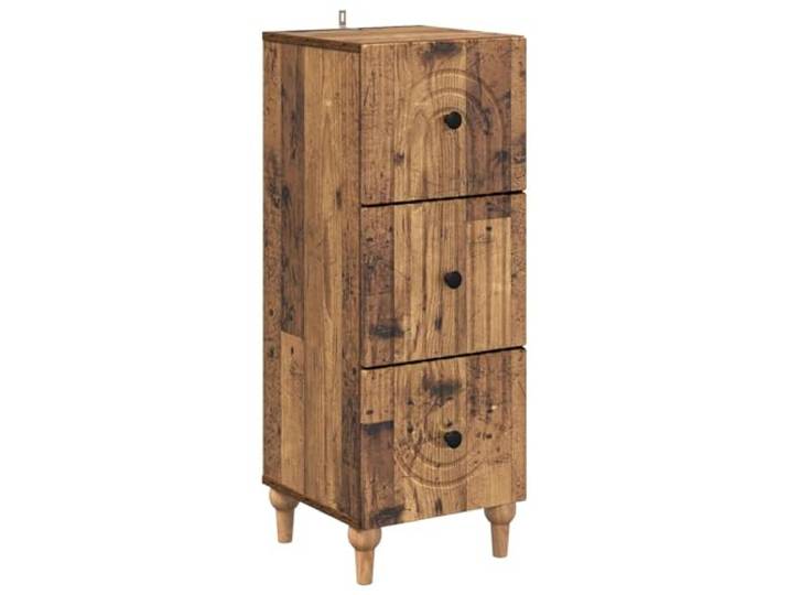HKTMGDNG Schubladenschrank Altholz 33 x 34,5 x 90 cm Kommode 3 Schubladen Schmale Beistellkommode im Vintage Design mit Metallknöpfen für Wohnzimmer und Flur. Bietet dreifache Aufbewahrung.