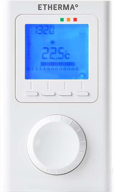 Etherma Thermostat d'ambiance sans fil avec horloge, affichage LCD ET-14A (40595)