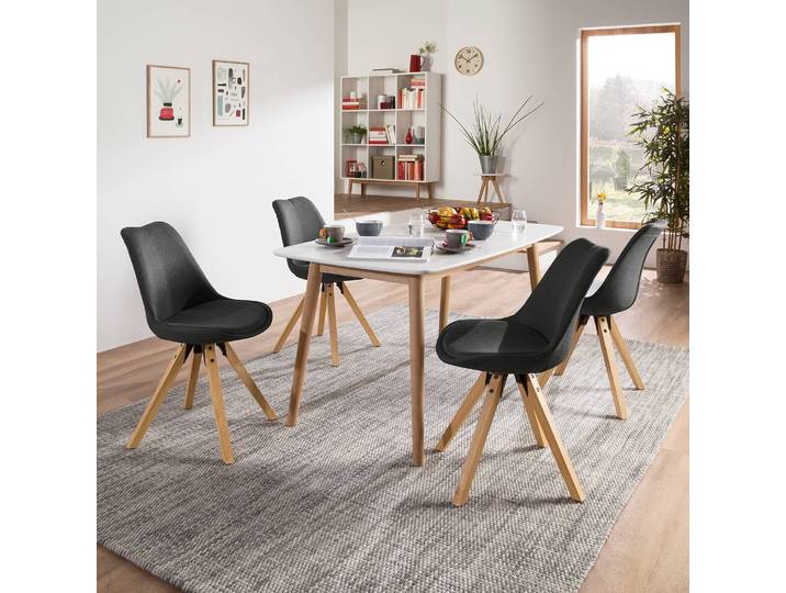 Polsterstuhl 49 x 85 x 55cm Webstoff Cors: Anthrazit Grau Braun 4er Set
