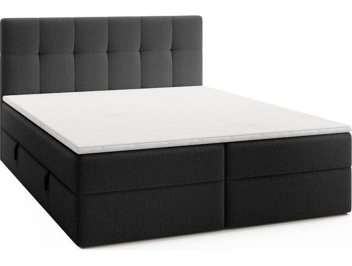 FEDVE Boxspringbett Oreno Royal Doppelbett Bettkästen Topper Matratze 140x200 cm Schwarz (Anthology 19)
