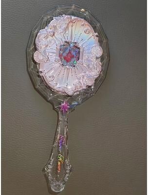 Uplift Picks Flower Knows Sweetie Bear Hand Mirror Creamy Pink Vanity Mirror 14