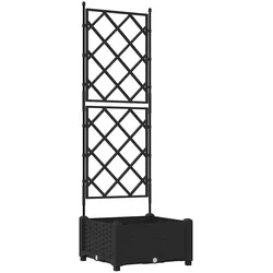 vidaXL Gartenpflanzer mit Gitter Schwarz 40 x 40 x 125,5 cm PP