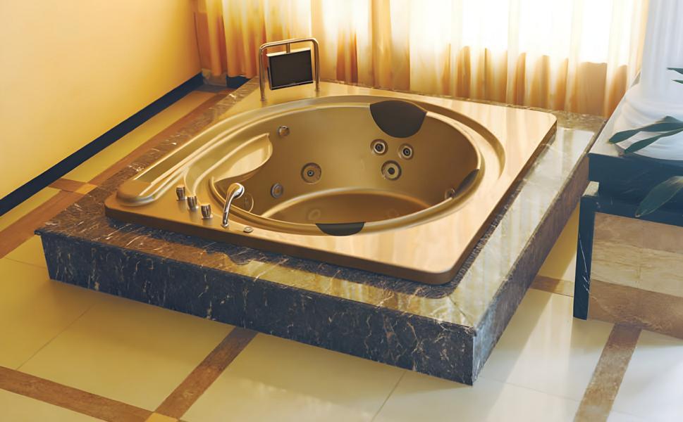 Eingelassene Whirlpool-Badewanne Whirlwanne Hydromassagewanne 200x200 cm
