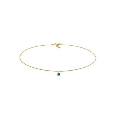Choker ELLI "Halskette Choker Synthetischer Smaragd 925 Silber" Gr. 36, gold, Halsketten, Damen, Silber 925 (Sterlingsilber)