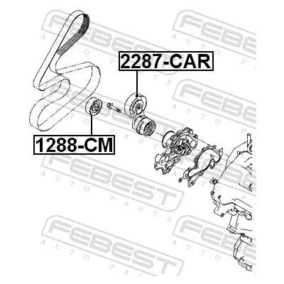 FEBEST Spannrolle, Keilrippenriemen 2287-CAR für Ford HONDA HYUNDAI LAND ROVER