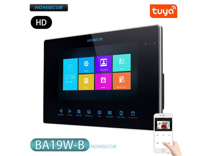 HOMSECUR – moniteur intérieur WIFI Tuya 7 pouces, 4 fils BA19W-B, pour système d'interphone vidéo HDK HD 1080P