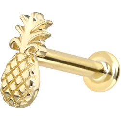 14 Karat Gold Labret mit Push Fit ANANAS