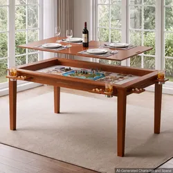 VEVOR Brettspieltisch 160x100x76cm 2-in-1 Spiel- & Esstisch 200kg Belastbar, Geräumig für 6 Spieler, Massivholz, mit Abnehmbaren Tischplatten Getränkehaltern Leder-Spielmatte & Ausziehbaren Tabletts