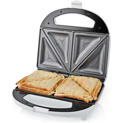 Nedis KASM110FWT Sandwichmaker 700 W 20.5 x 12 cm Automatischer Temperaturkontrolle ABS, Kontaktgrill, Weiss