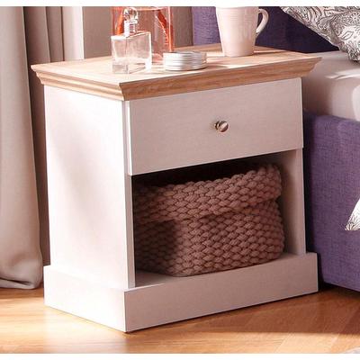 Nachtkonsole OTTO HOME "Binz", weiß (weiß, eichefarben), B:45cm H:45cm T:35cm, Sideboards, Nachtkonsole, mit einem schönen Metall Knopfgriff, Breite 45 cm