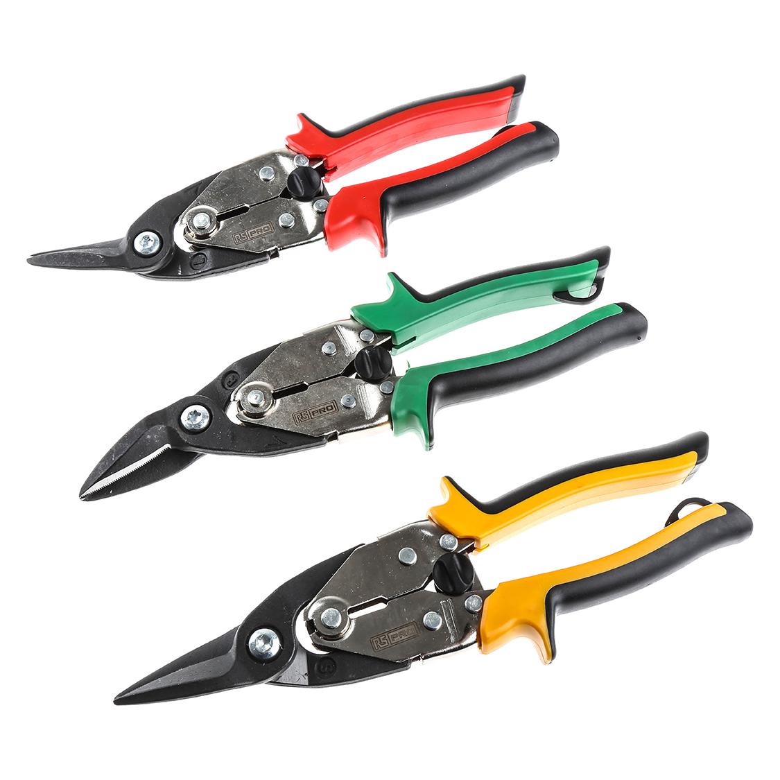 RS PRO 250 mm Blechscherensatz, Schnitt: Links, rechts, gerade (250 mm) (1829988)