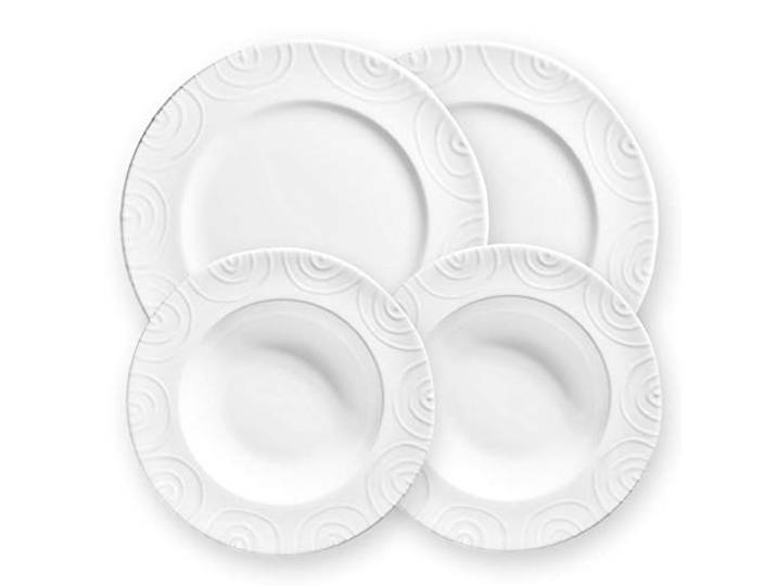 GMUNDNER KERAMIK Dinner for two Gourmet Geschirrset Weißgeflammt Geschirr, handgemacht in Österreich
