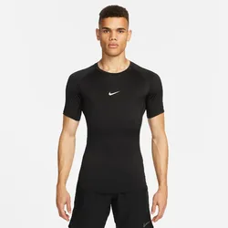 NIKE Pro Dri-FIT Tight kurzarm Fitnessshirt Herren 010 - black/white L