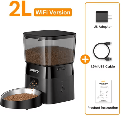 Inspire Curations SmartPaw WiFi Automatic Pet Feeder 2L By ROJECO black With Us Plug