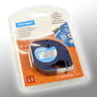 Dymo Label Band Letratag 91221 (S0721660) schwarz auf weiß 12mm x 4m Plastik