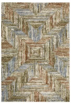 ROW ROW Gemma Distressed Modern Geometric Blue/Rust Area Rug