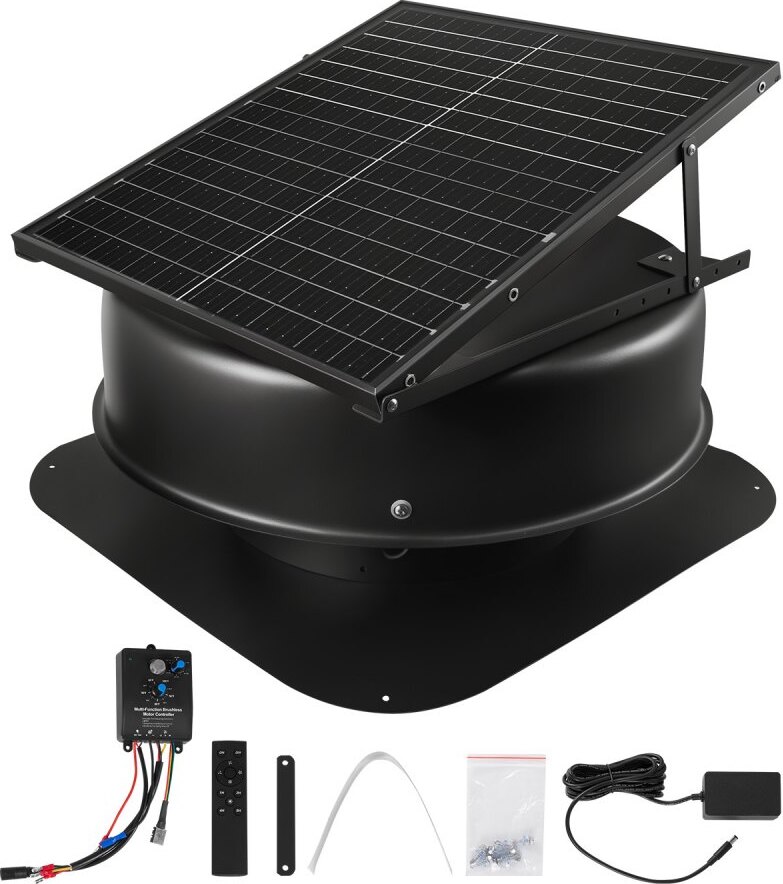 Solarbetriebener Dachventilator 50W - Ventilator mit Thermostat und Fernbedienung - Solartechnologie