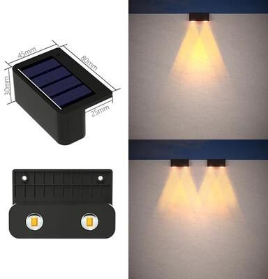 Uplift Picks Solar Up Down Wall Lights Waterproof Garden Fence Outdoor Accent Lighting warm Light (2 Led) 2 Pcs