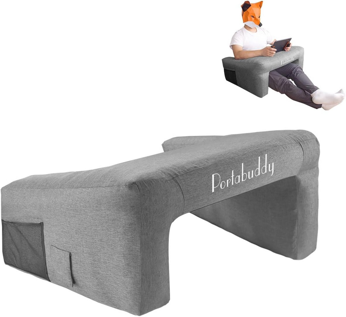 Draagbare opblaasbare laptoptafel voor gaming met armsteun en wasbare hoes