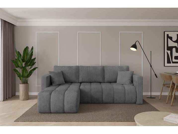 ALTDECOR Ecksofa mit Schlaffunktion und Bettkasten - GARD-L - 226x146x85 - Dunkelgrau - Corner Sofa Eckcouch Couch L-Form, links/rechts angeordnet, Schlafcouch Ausziehbar Wohnlandschaft