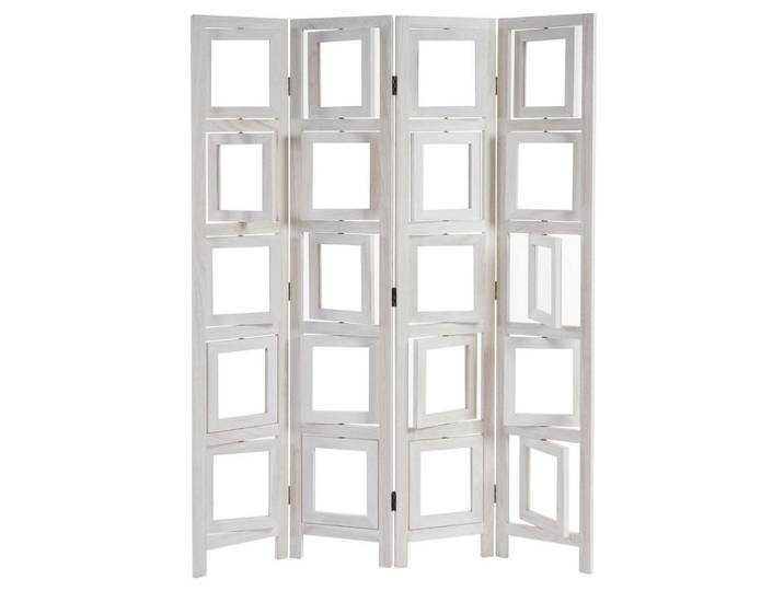 MCW Paravent Bildgalerie Weiß, Holz, Paulownia, 125x161x2 cm, Wohnzimmer, Raumteiler, Paravents