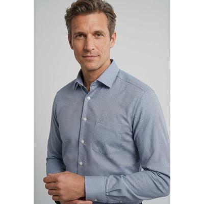 Businesshemd OLYMP "Luxor modern fit", Herren, Gr. 47, N-Gr, blau (bleu), Web, Obermaterial: 100% Baumwolle, gemustert, 2-Knopf-Manschette, Hemden, modisch gemustert