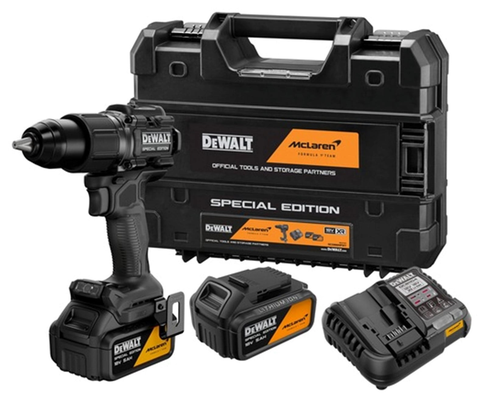 DeWalt DCD86MP2T-QW Accuschroefboormachine McLaren 18 V 90 Nm met 2x 5 Ah accu