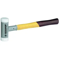 Gedore, Hammer, Rückschlagfreier Schonhammer, Ø 40 mm, Hickorystiel, Austauschbare Polyamid-Köpfe (730 g)