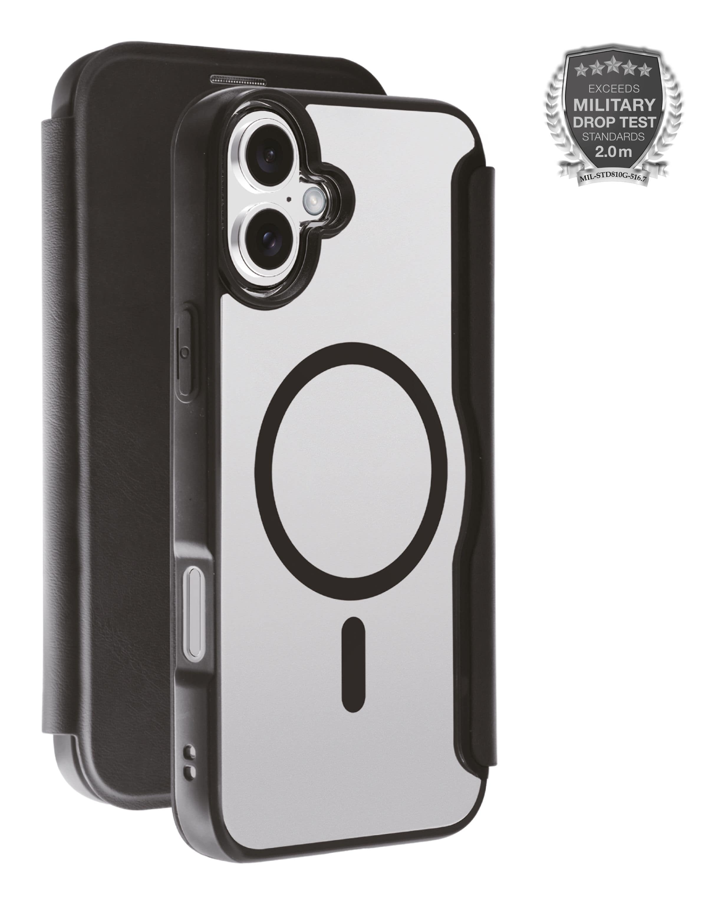 Vivanco Mag Premium Wallet Geldbörsenhülle für Apple iPhone 16 Plus (Schwarz) 64235